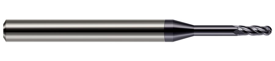 Picture of Harvey Tool 76893-C3 .093 Ball CarbideLG RCH EM-4 FL AlTiN End Mill Standard Flute Standard Helix Carbide AlTiN Single End Ball NoseBall